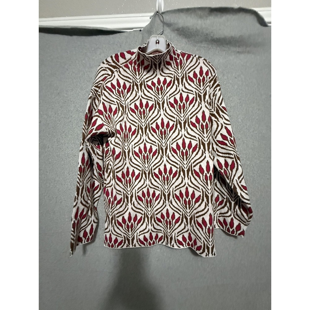 By Design Sweater Womens M Multicolor Mock Neck Floral Print Knit Top Pullover